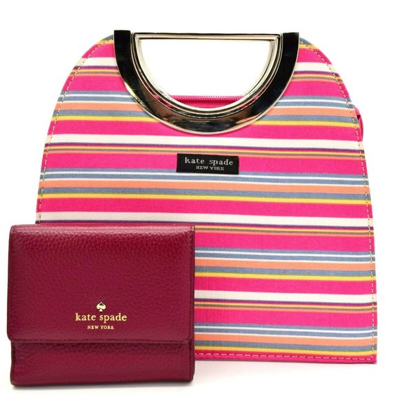 kate spade pink and blue striped purse